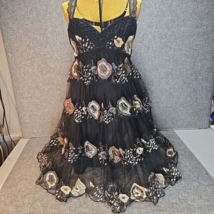 Free People Black Combo Rambling Rose Dress Size 4